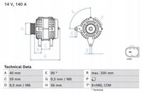 Alternator - BOSCH 0 986 085 040