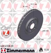 Tarcza hamulcowy prawa - ZIMMERMANN 460.4558.20 — zdjęcie 2