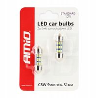 Żarówki LED STANDARD 3014 9SMD Festoon C5W C10W C3W 31mm White 12V - AMIO AMI01089 — zdjęcie 3
