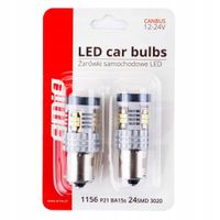 Żarówki LED CANBUS 3020 24SMD 1156 BA15S P21W R10W R5W White 12V 24V - AMIO AMI02797 — zdjęcie 3