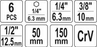 Adapter hex do nasade-1/4, 3/8, 1/2 6szt - YATO YT-04629 — zdjęcie 3