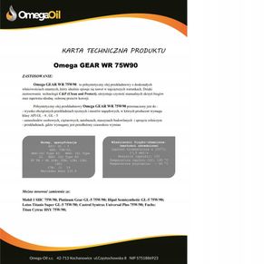 Olej omega 75w-90 5l gear wr - OMEGA OIL OLEOMEWR5L