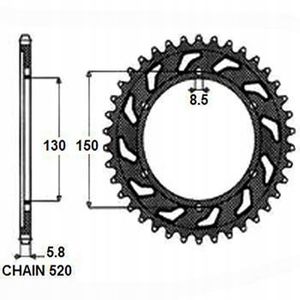 Zębatka napędowyędzana tył moto. sunstar 1-3592-48