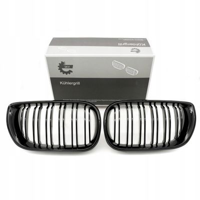 Grill bmw podwójna listwa, czarny połysk, bmw 3 e46 facelift - SKV 66SKV081