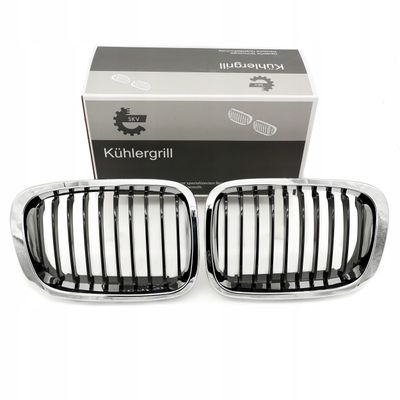 Grill bmw pojedyncza listwa, chrom. obudowa, czarne paski, … - SKV 66SKV064