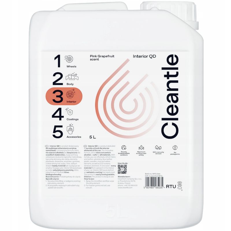 Cleantle interior qd 5l pink grapefruit - CLEANTECH CLTCTL-IQD5L