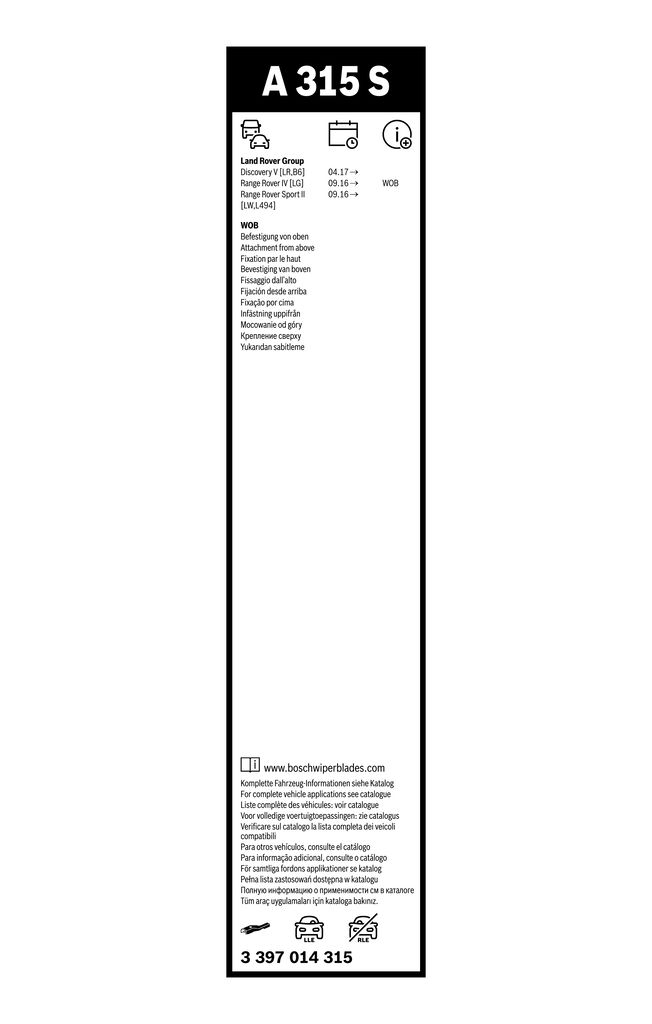 Pióro wycieraczki Aerotwin, komplet - BOSCH 3 397 014 315