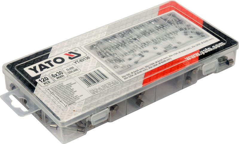 Zestaw bezpieczników szklanych - YATO YT83130