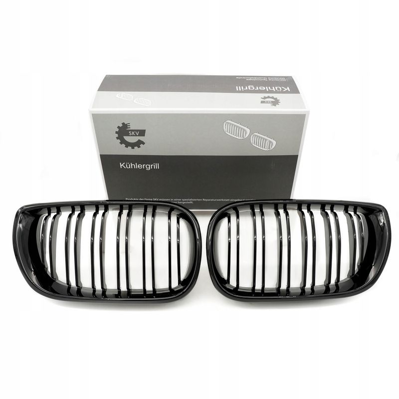 Grill bmw podwójna listwa, czarny połysk, bmw 3 e46 facelift - SKV 66SKV081