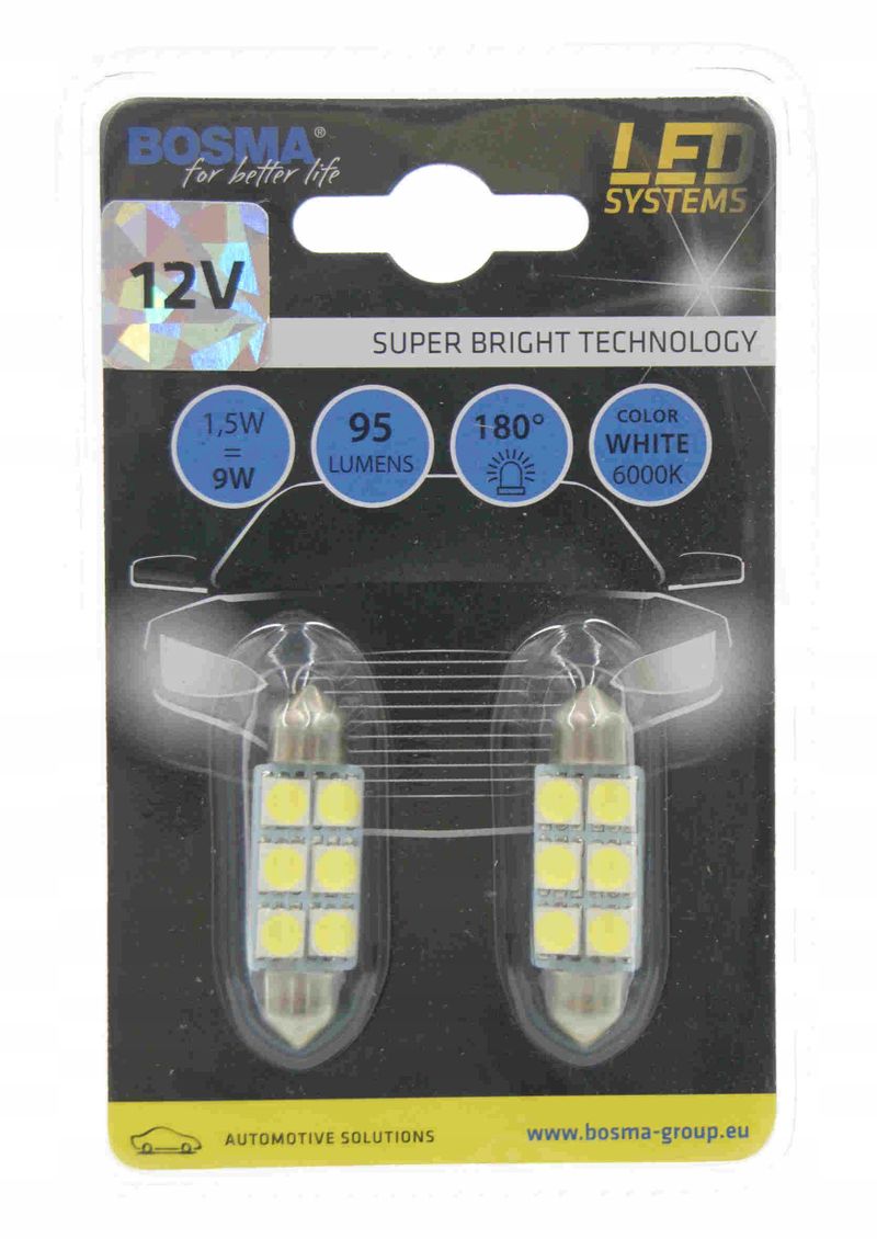 Led 12v sv8,5 10x39 6xsmd biala - BOSMA LED3833