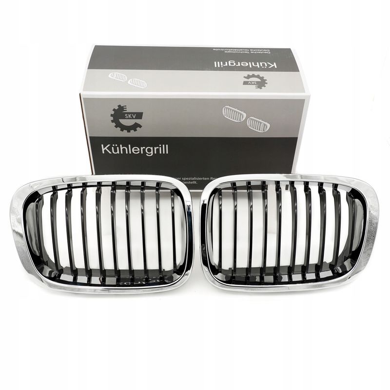 Grill bmw pojedyncza listwa, chrom. obudowa, czarne paski, … - SKV 66SKV064