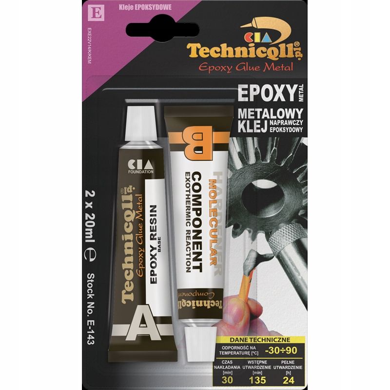 Klej metalowy epoksydowy 2x20ml - TECHNICQLL TCHE-143