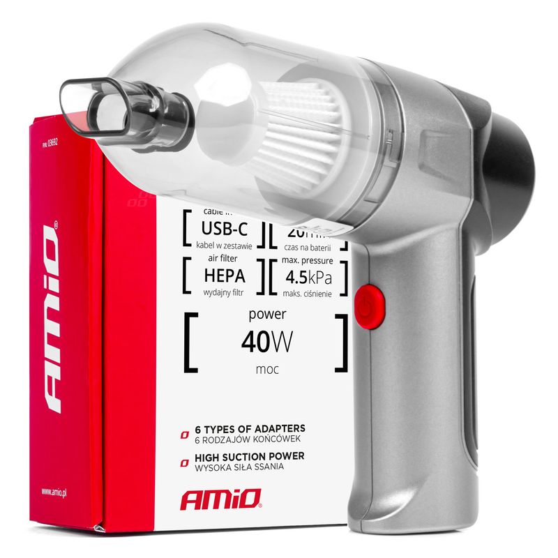 Odkurzacz samochodowy bezprzewodowy 40w - AMIO AMI03692