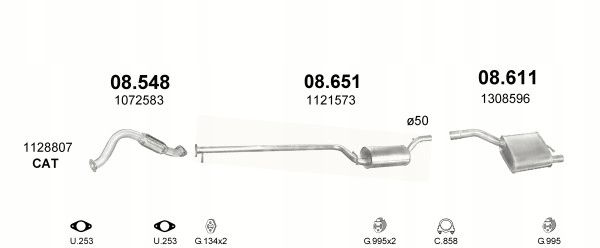 Tłumik ford focus 1.8 -04 hatch tyłny - POLMOSTROW 08.611AL