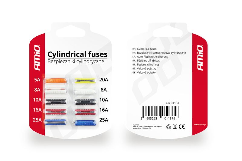 Zestaw bezpiecznikow cylindryczne 10 - AMIO 01137
