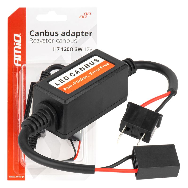 Rezystor opornik CANBUS do żarówek LED 3W 120ohm H7 - AMIO AMI04088