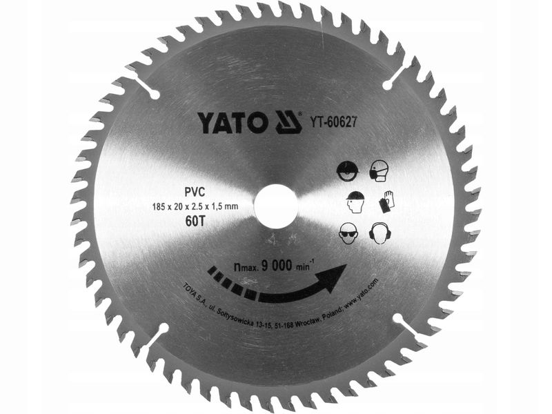 Tarcza do Cięcia PVC 185/60T 20MM - YATO YATYT-60627