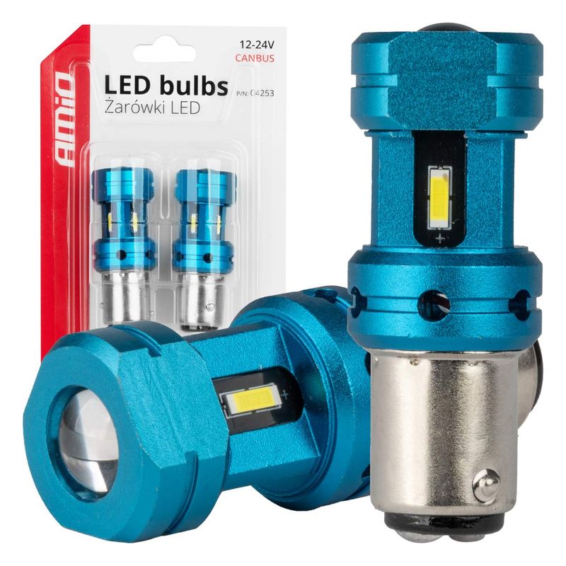 Żarówki LED CANBUS 1157 BAY15D P21/5W 4SMD 1860 White 12V 24V - AMIO AMI04253