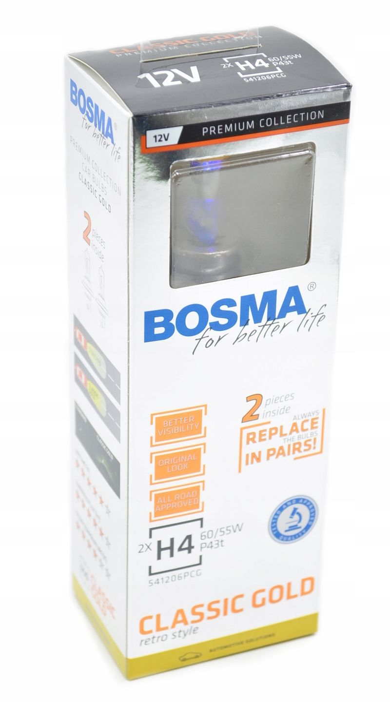 Classic gold 12v 60/55w p43t h4 twin box - BOSMA LED8917
