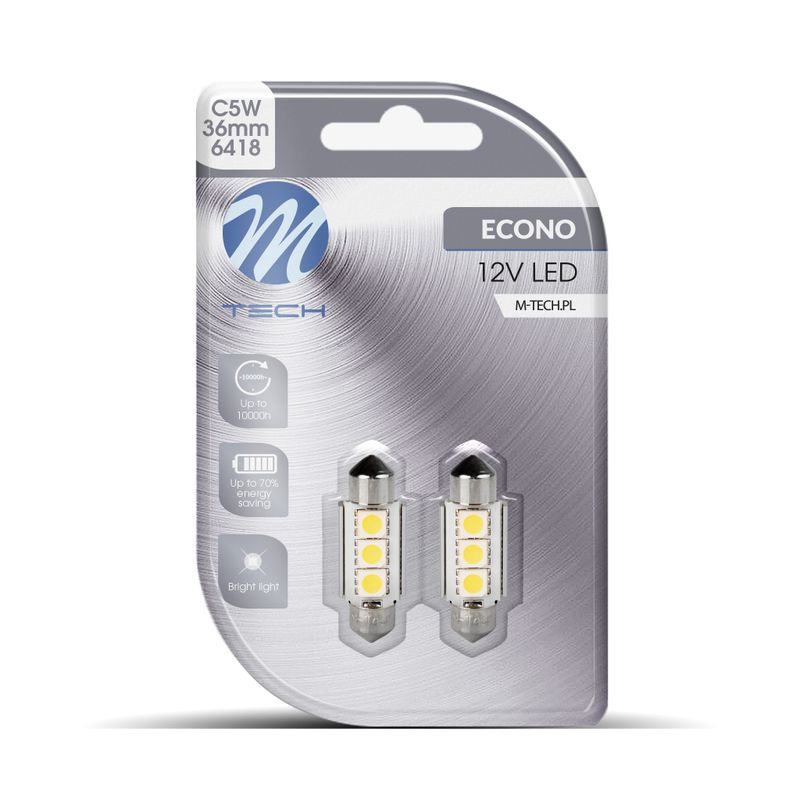 Zarowka led 12v c5w 0.72w 36mm 3xsmd5050 - M-TECH MTELB310W