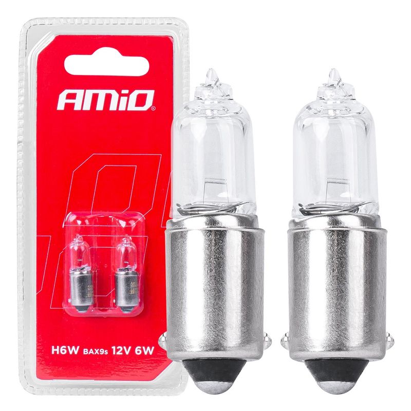 Żarówki halogenowe H6W 12V 6W BAX9S 2szt. blister - AMIO AMI03355