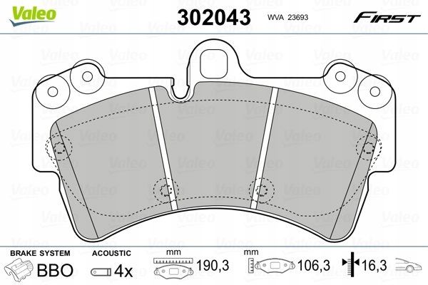 Klocki hamulcowe First - VALEO 302043