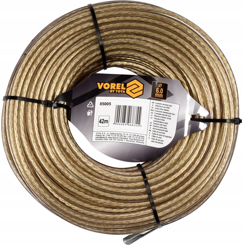 Linka celna stalowa 6mm 42m - VOREL YAT85005