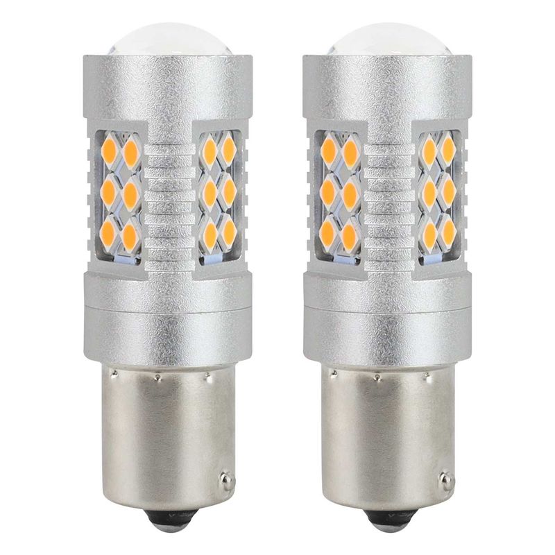 Żarówki LED CANBUS BAU15S PY21W Pomarańczowa Amber 12V 24V - AMIO AMI02580