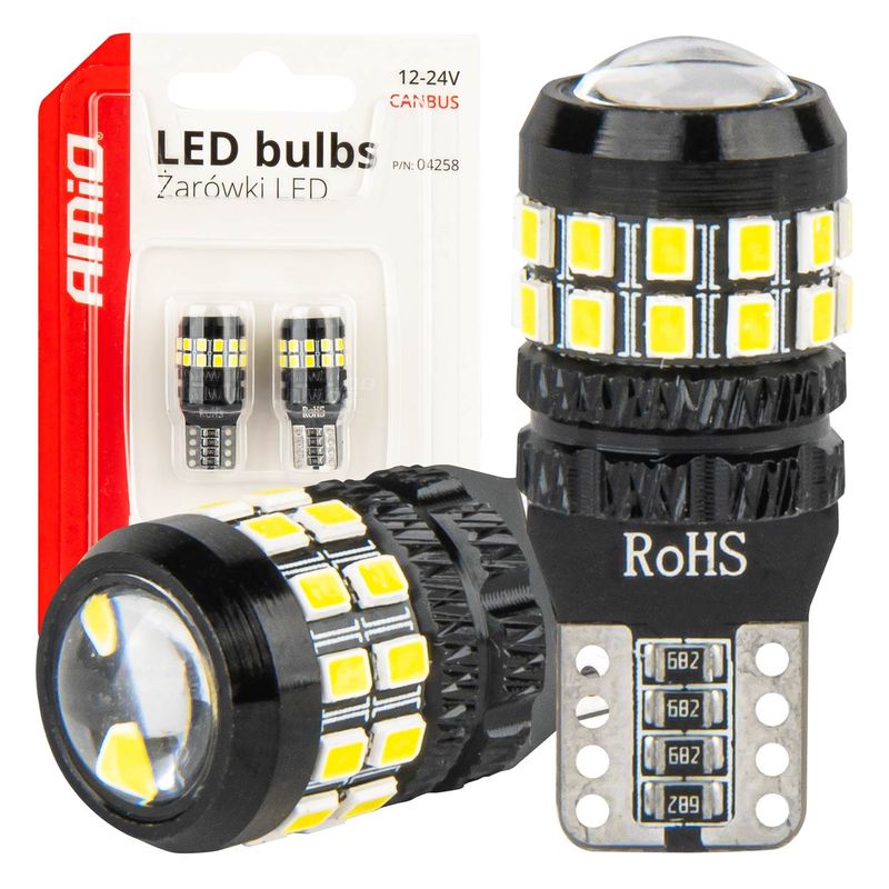 Żarówki LED CANBUS T10 W5W 27SMD 2016 White 12V 24V - AMIO 04258