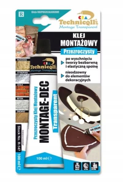 Klej montazowy przezroczysty 100ml - TECHNICQLL TCHR-147