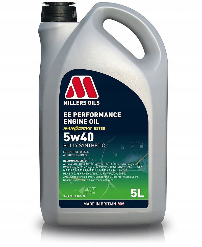 Millers ee performance 5w40 5l a3/b4 - MILLERS OILS 8208-5