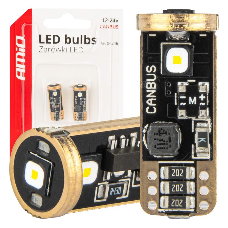 Żarówki LED CANBUS T10 W5W 3SMD 3838 White 12V 24V - AMIO 04246