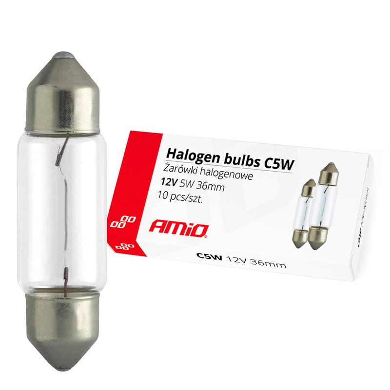 Żarówki halogenowe C5W Festoon 36mm 12V 10 szt. - AMIO AMI01486