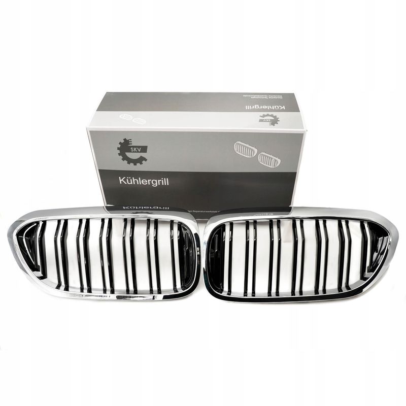 Grill bmw podwójna listwa, czarny chrom, bmw 5 g30 - SKV 66SKV196