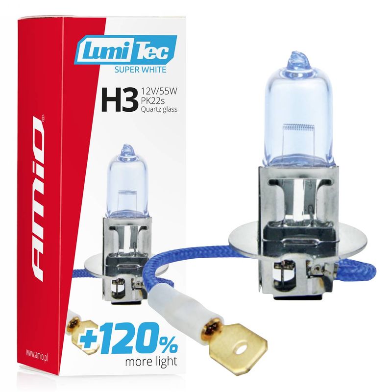 Żarówka halogenowa H3 12V 55W LumiTec Super White +120% - AMIO AMI02136