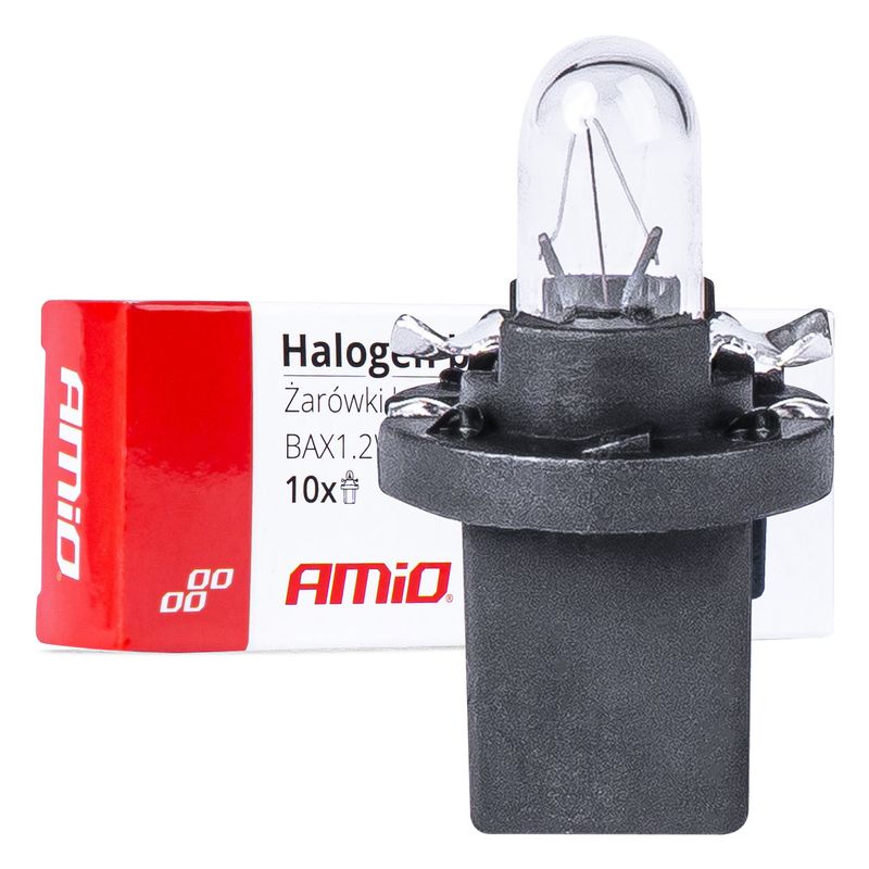 Żarówki halogenowe T5 B8.5D 12V BAX1.2W 10szt. - AMIO AMI03371