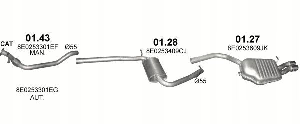Rura wydech.przód audi a4 2.0tdi 04- - POLMOSTROW 01.43AL
