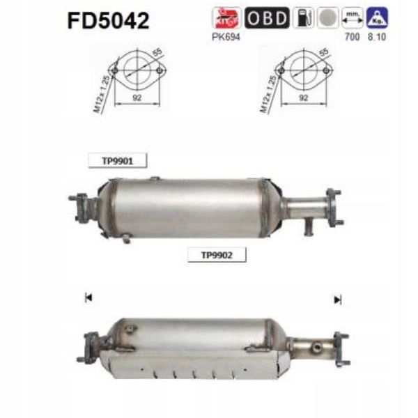 Filtr cząstek stałych dpf + kat. hyundai tucson 2,0crdi 06- - AS FD5042