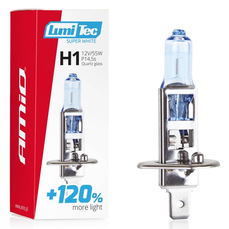 Żarówka halogenowa H1 12V 55W LumiTec Super White +120% - AMIO AMI02135