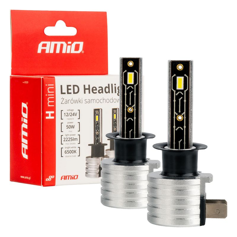 Żarówki samochodowe LED seria H-mini H1 6500K Canbus - AMIO AMI03329