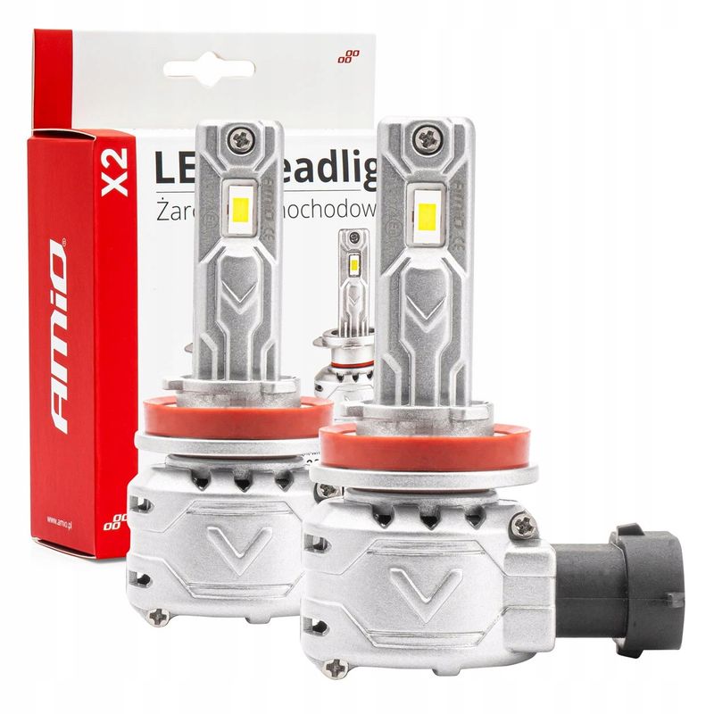 Żarówki samochodowe LED seria X2 H8 H9 H11 H16 6500K Canbus - AMIO AMI02974