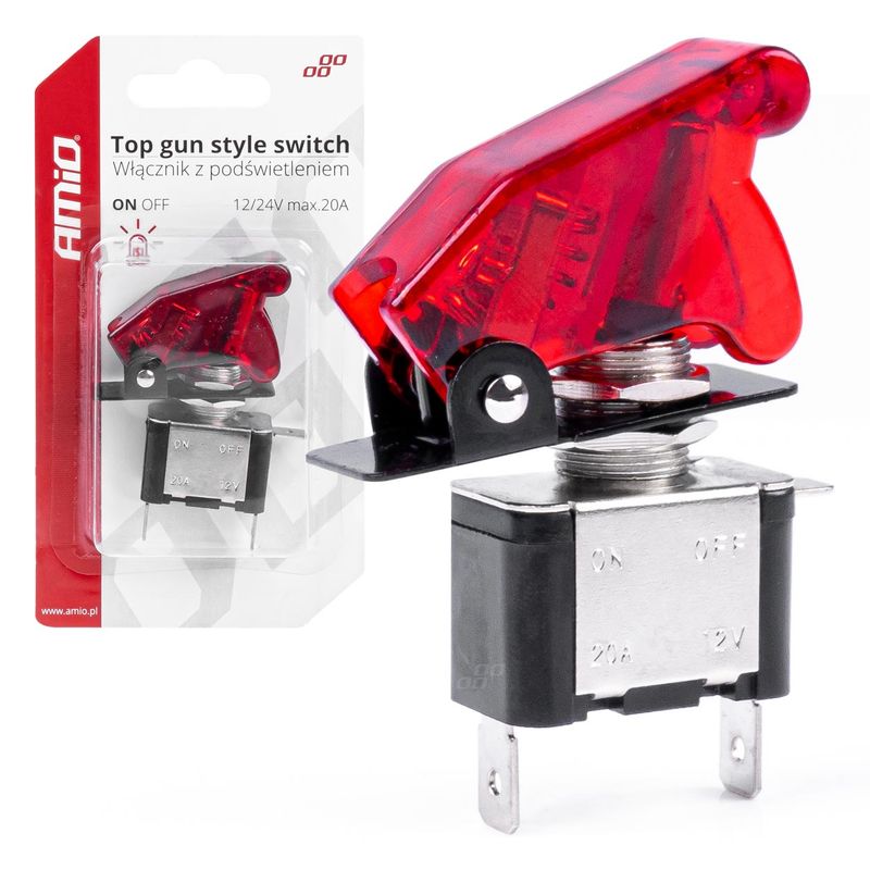 Włącznik przełącznik TOP GUN podświetlany - AMIO AMI03095