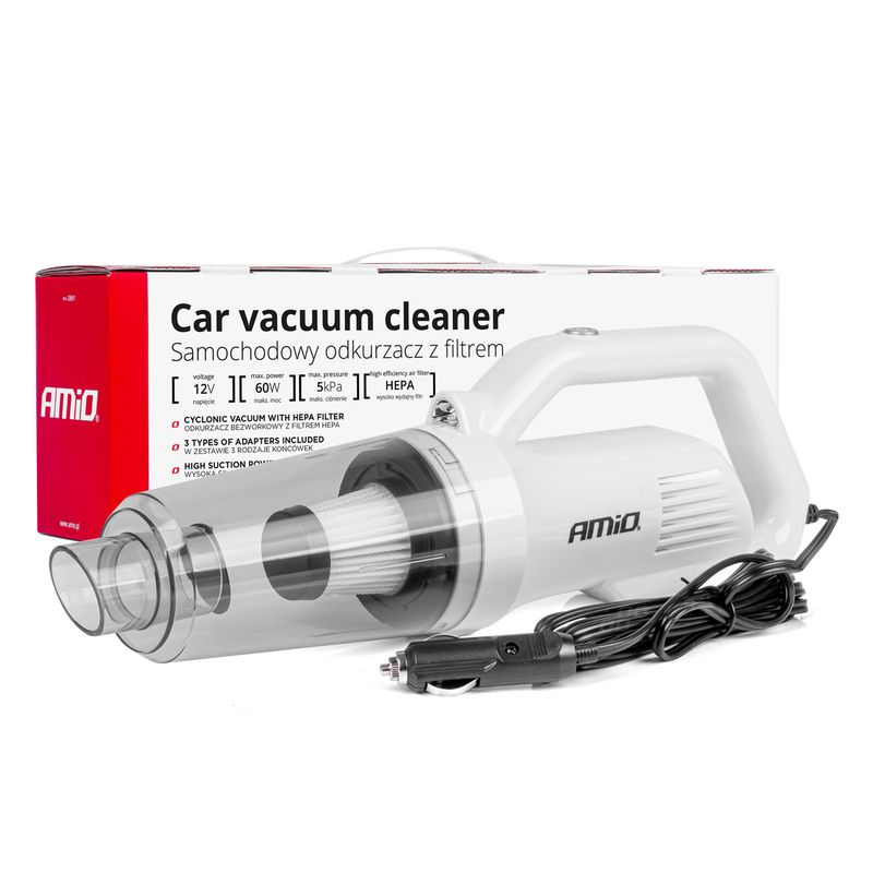 Odkurzacz samochodowy 12v 60w hepa 5kpa - AMIO AMI03691