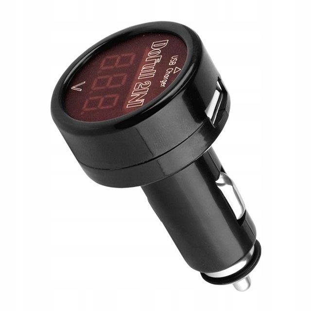 Ladowarka usb 2.1a z woltomierzemi termo - CARMOTION CRM58711