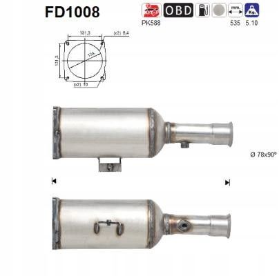 Filtr cząstek stałych dpf citroen c8 2,0hdi euro 4 - AS FD1008