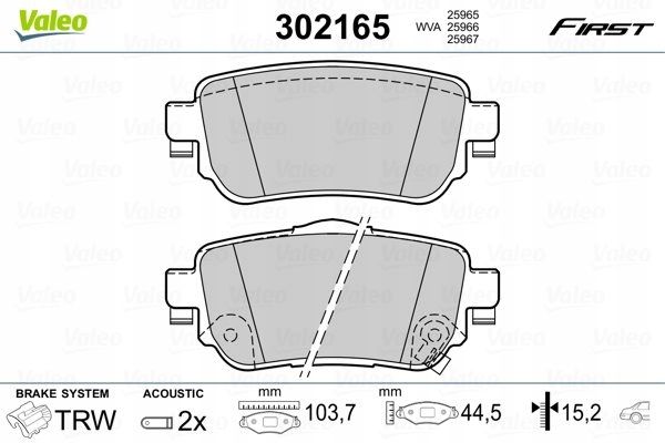 Klocki hamulcowe First - VALEO 302165