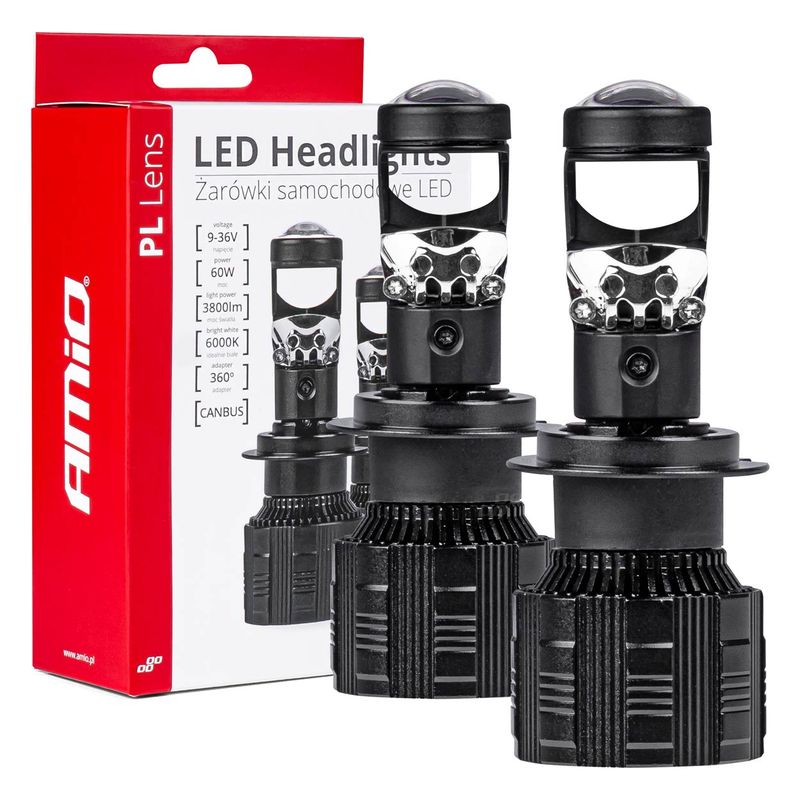 Żarówki samochodowe LED seria PL Lens H7 soczewka 6000K Canbus - AMIO 03668