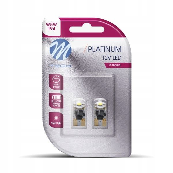 Zarowka led 12v w5w 1w biala 1x hp led - M-TECH MTELB805W