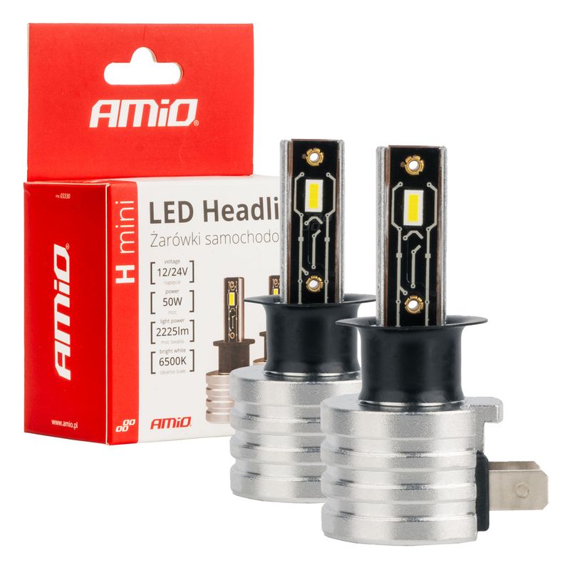 Żarówki samochodowe LED seria H-mini H3 6500K Canbus - AMIO AMI03330
