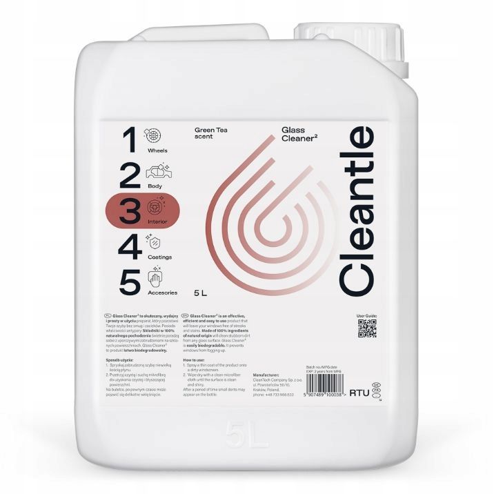 Cleantle glass cleaner 5l green tea scen - CLEANTECH CLTCTL-GC5L